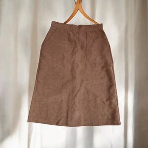 SHEIN Brown Corduroy Midi A-Line Skirt